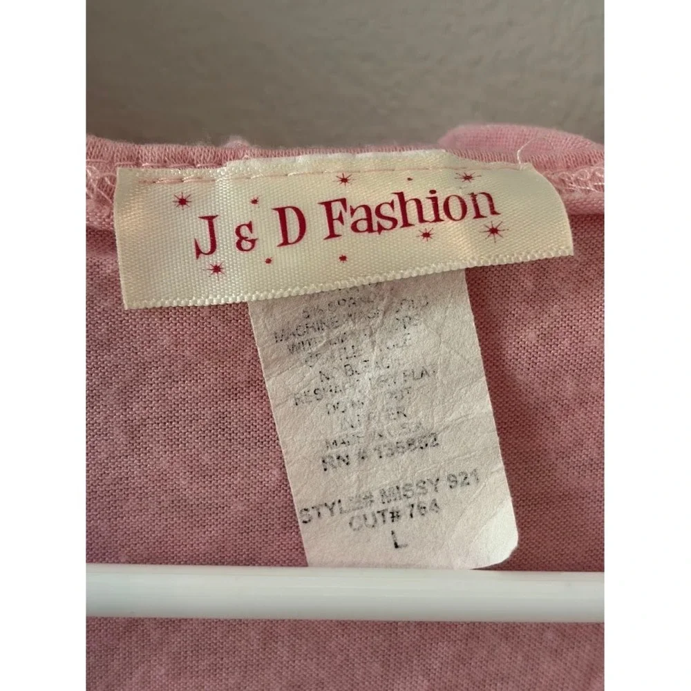 J & D Fashion Pink Ruffle Trim Open Front Cardigan Lightweight Knit‎ Large